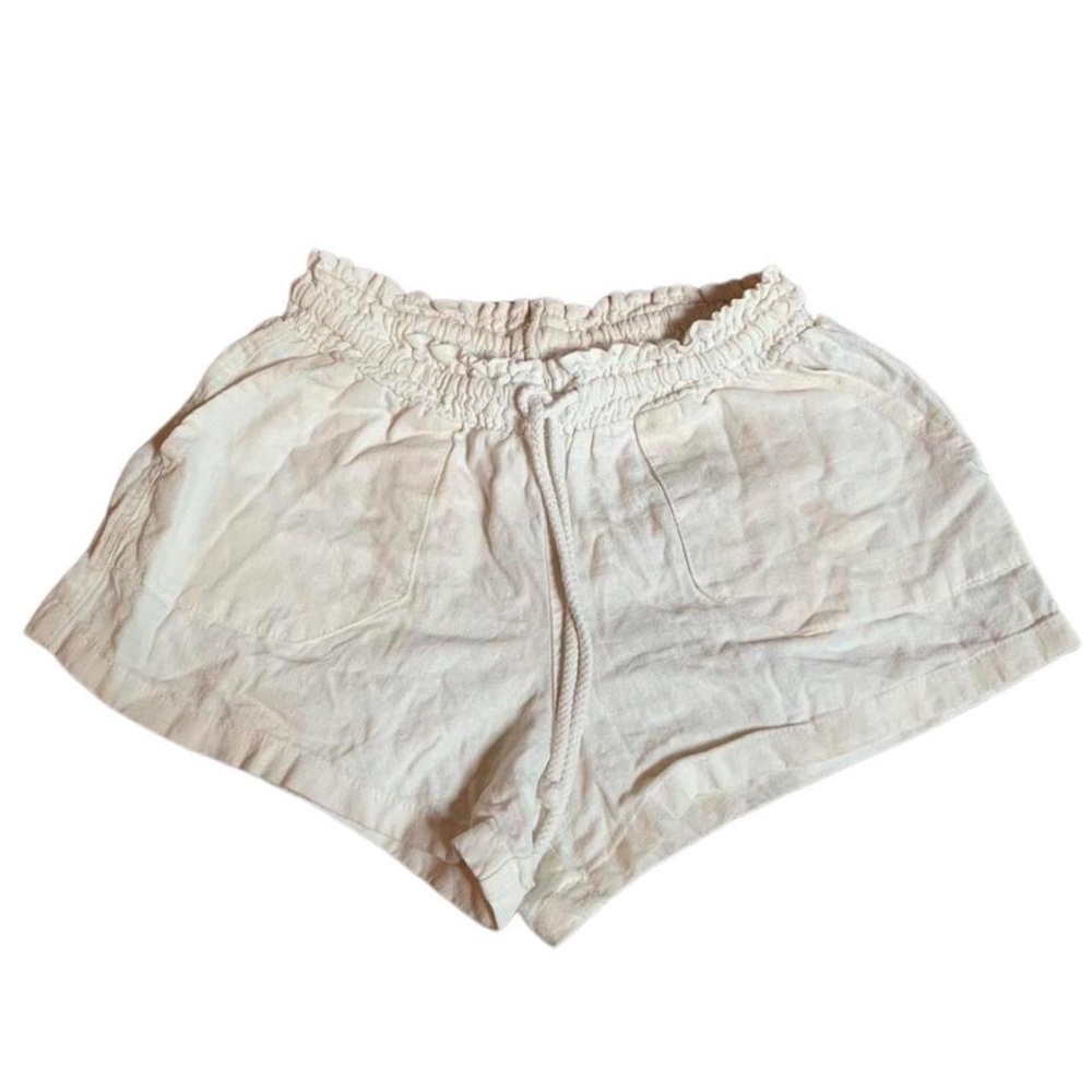 Women's White Linen Shorts